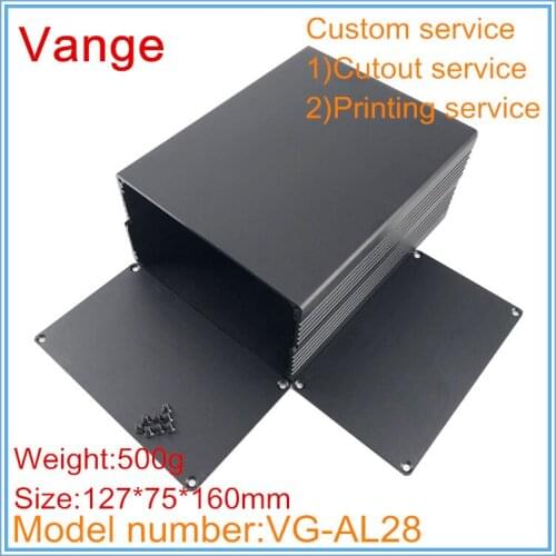 2pcs/lot extruded injection molding box 6063-T5 Aluminum split shell enclosure 127*75*160mm black color for control device