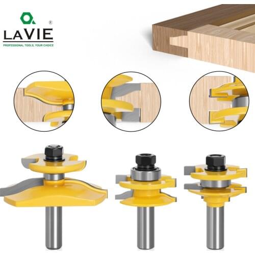 3PCS Bits 12mm 1/2" Shank Small Ogee Rail & Stile Backcutter Router Bit Panel Raiser Tenon Cutter Set Woodworking Milling 03129