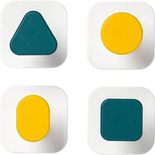 Geometric shape hooks perforated free viscose hanging kitchen living room bathroom wall hooks 4pcs