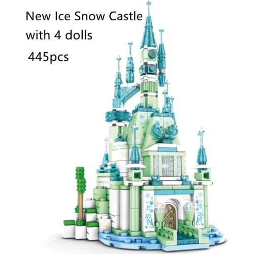 New 445Pcs City Mini Ice Snow Castle Tower Building Blocks Princess Girl Friends Figures Bricks Creative Toys Children Christmas
