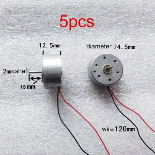 5Pcs K300 Solar Panel Motor Silent Power Saving Motor 2mm Shaft DC 1.5-6V 24.5mm Spare Parts for DIY RC Car Models Toys
