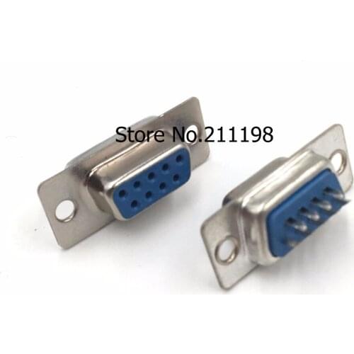 5Pcs/Lot Db9 Famale Socket Hole Serial Mother Seat Straight Pin Rs232 Db-9S Connector