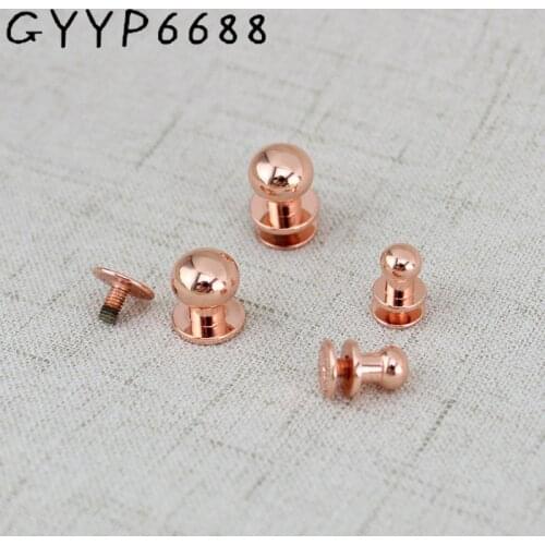 6mm 8mm 10mm 30-100pcs Rose gold High quality 100% Copper screws Round Head Solid Nail Leather Screw Rivet Bags Decoration
