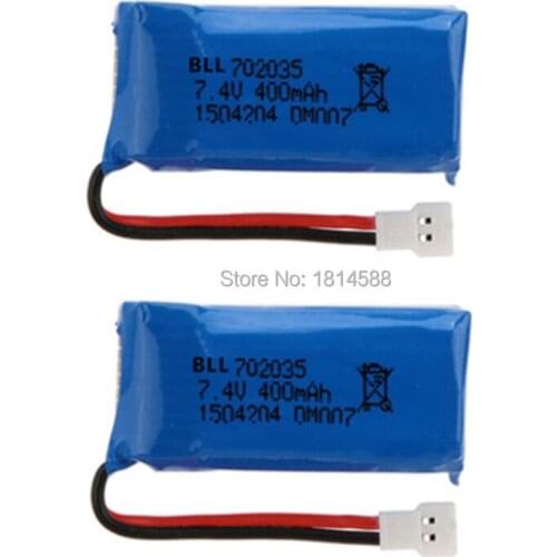 2Pcs Upgraded 400mAh 30C Lipo Battery 7.4V 2S for DM007 RC Quadcopter Part