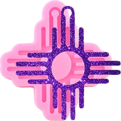 Shiny Glossy Cross Keychain Molds Badge Reel Resin Epoxy Silicone Molds Jewelry Making Necklace Pendant Polymer Clay Moulds