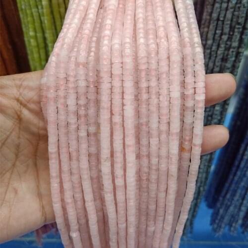 2x4mm Natural Pink Crystal Stone Beads For Jewelry Making DIY Loose Spacer Heishi Beads Rose Quartzs Bracelet Necklace 15
