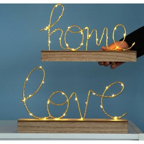 Love/Home Shape Letter Decorative Lamp Desktop Night Light Bedroom Living Room Decor Creative Romantic Ambient Lights Festival