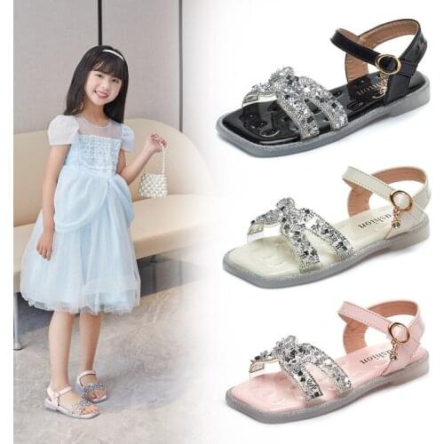 Children Transparent rhinestone beach sandals for girls 2021 summer shoes for kid sandals girls elegant sandals 3-12 year old