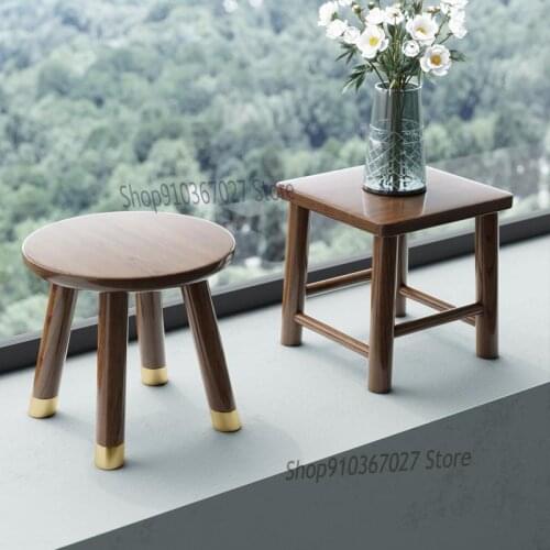 Household Ash Wood Shoe Changing Stool Solid Wood Living Room Nordic Creative Small Bench Childrens Round Wooden Stool