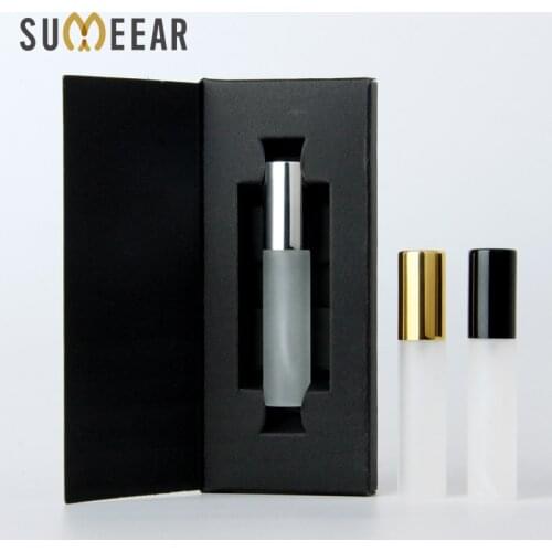 50 pieces/lot 10ml frost galss perfume bottle spray bottle with black and white box perfume atomizer package