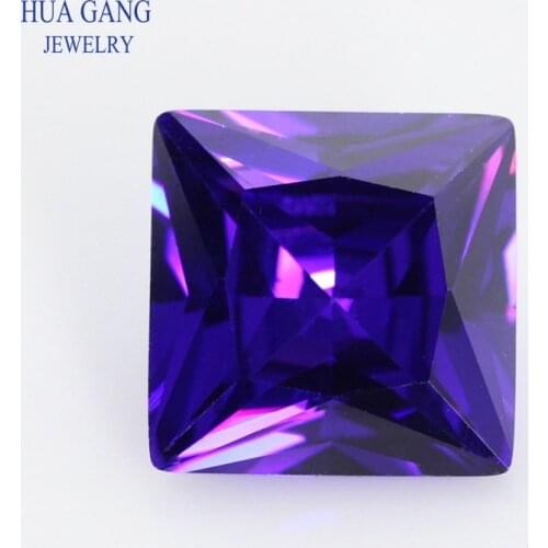 1.5x1.5~14x14mm 5A Violet Square Shape Princess Cut CZ Stone Synthetic Gems Cubic Zirconia For Jewelry