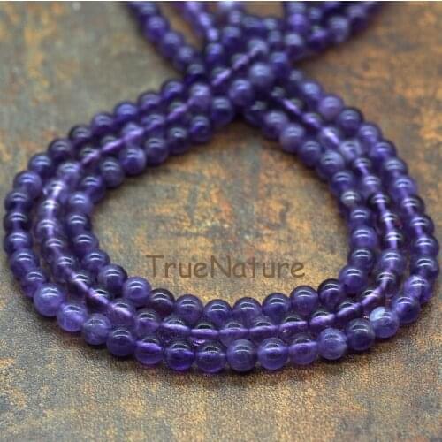 Fashion Full Strands Dog Teeth Amethysts Round Loose Beads For Jewelry Making In 6 mm BE5651