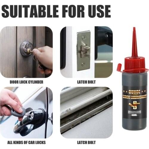 1 Bottle 60ml Lock Lubricant Graphite Powder Interior Door Lock Maintenance Graphite Powder For Latches Hinges Sliding Surface