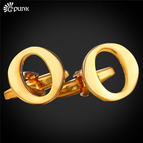 Men Cufflinks High Quality Alphabet O Shirts Cuff Buttons Gold/ color Wholesale Gemelos Para Hombre Camisa C2045G