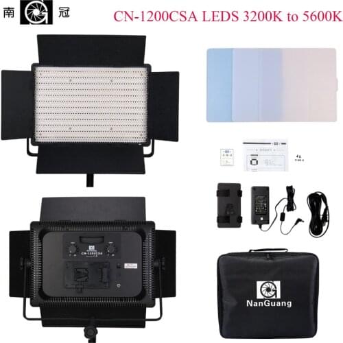 Nanguang CN-1200CSA LEDS 3200K to 5600K 7750 Lux LED Video Studio Light Panel for Camera Video,Bi-color High CRI RA95 LED Light