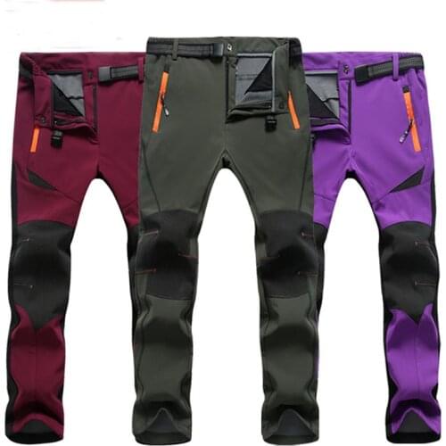 New Unisex Hiking Mountaineering Outdoor Sports Waterproof Thickened And Warm Winter Fleece Trousers With Trousers Belt
