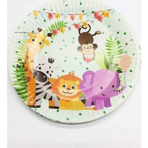 Safari Party Cartoon Animal Disposable Tableware Plate Baby Shower Birthday Jungle Party Supply Birthday Party Decorations Kids