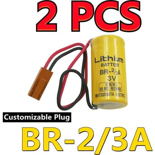 2PCS Original PLC Battery For PANASONIC BR-2/3A 17335 3V 1200mAh Lithium Battery With Brown FANAC Connector (Customizable Plug)