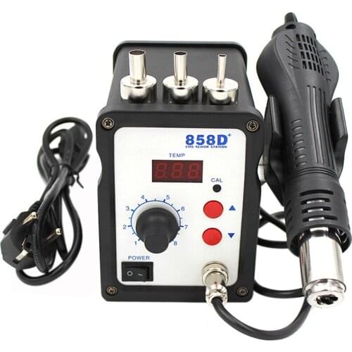 858D+ 220V Hot Air Gun 700W ESD Soldering Station LED Digital Heat Gun Desoldering Solder Station Upgrade From 858D Air Nozzles