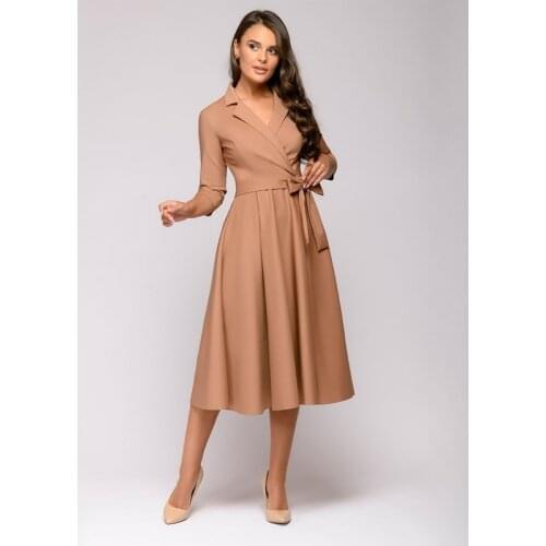 Women Fashion Shirt Dress Elegant Turn-down Collar Long Sleeve Waist Bandage A-line Party Dress Casual Solid Long Dress Autumn