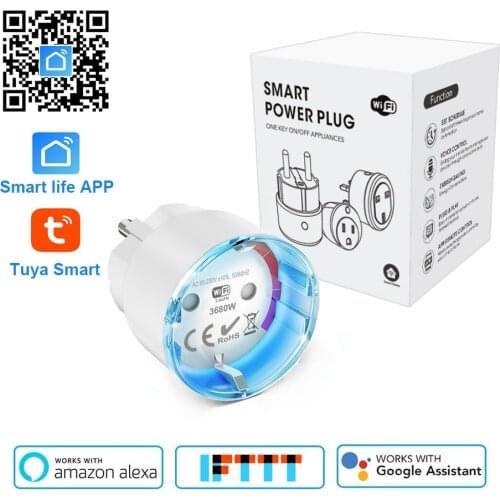 Smart life Smart Wifi Plug EU Socket 3680W 16A power Energy Monitoring Outlet Timer Switch Voice Control Work with Alexa Google