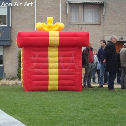 Durable air balloon inflatable gift box,Christmas box displayed with free blower and shipping for sale