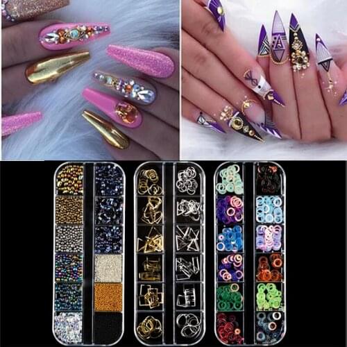 Mixed Color Chameleon Nail Rhinestone Gold Silver Crystal Nail Studs Irregular Nail Beads 3D Nail Art Decorations Accessories