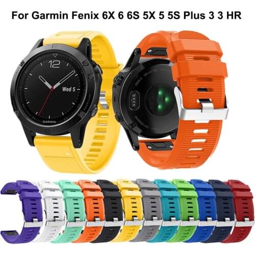 WatchBand Strap For Garmin Fenix 6X 6 6S 5X 5 5S 3HR D2 S60 GPS Watch Smart Replacement Quick Release Silicone Easyfit Wristband