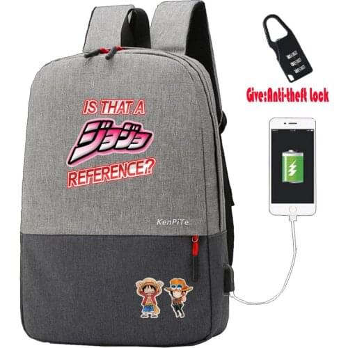 Anime Jo Jos Bizarre Adventure Backpack student school Bags men Travel bag teenagers Laptop Anti-theft USB Charging Knapsack