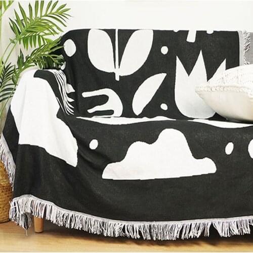 Nordic Abstract Geometry Throw Blanket Multifunction Black White Decoration Slipcover Cobertor Sofa Bed Car Soft Sheet Blankets