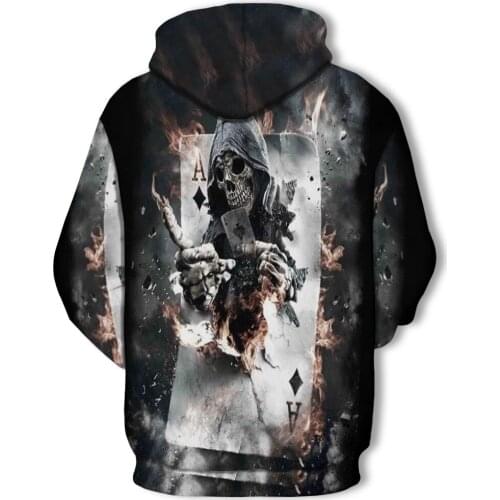 3D Hoodies Skull Poker Hoodie Men Women Casual Brand Sweatshirt Brand Tracksuits Quality Plus Size Streetwear Hoody 2019