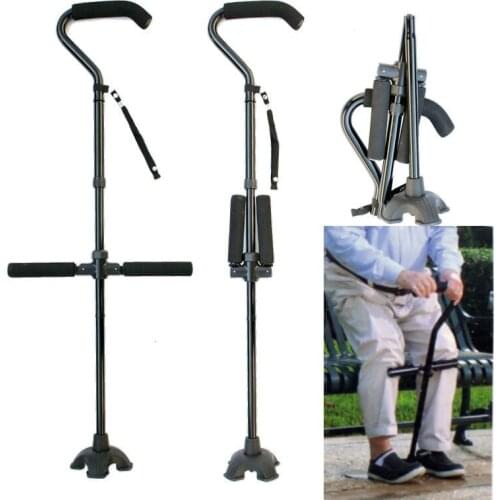 Walking stick aluminum alloy walking stick walking stick old man telescopic four feet with light anti-skid safety walking stick