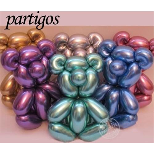 10pcs Magic Long balloons metallic long strip Balloon Shiny Chrome Tying Twist latex Balloon Birthday Wedding Party decoration