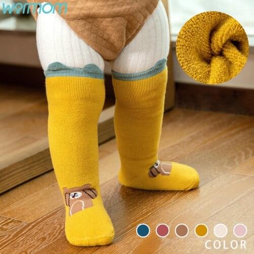 Warmom New Fashion Non-slip Terry Cotton Baby Socks Princess High Long Knee Bow Socks Newborn Baby Girls Kids Leg Warmer