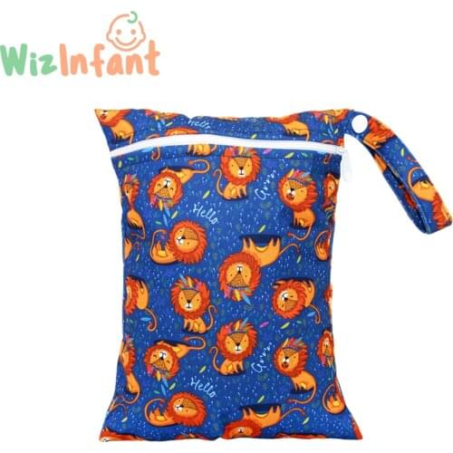 WizInfant 2pcs Waterproof Reusable Mini Wet Bag for Baby Cloth Diaper Menstrual Pads Nappy Bag18X25cm Baby Diaper Bag
