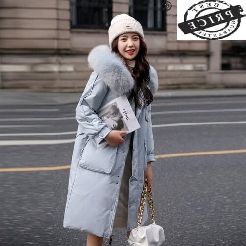 Woman Parkas 2021 Thick Korean Womens Winter Down Jacket Warm Coat Female Hooded Fur Collar Clothes Doudoune Femme 1211