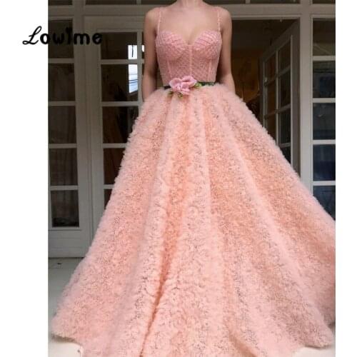 Pink Couture Handmade Beaded Evening Dress Sweetheart With Flower Belt Arabic Style Party Gowns Vestido De Festa 2018