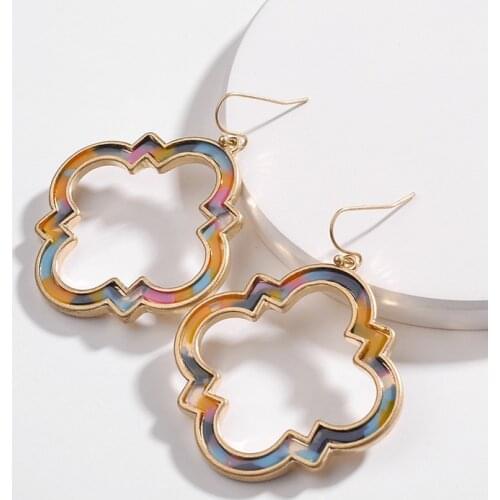 ZWPON 2020 Trendy Morocco Gold Frame Acetate Leopard Earrings for Women Fashion Autumn New Statement Earrings Jewelry Wholesale