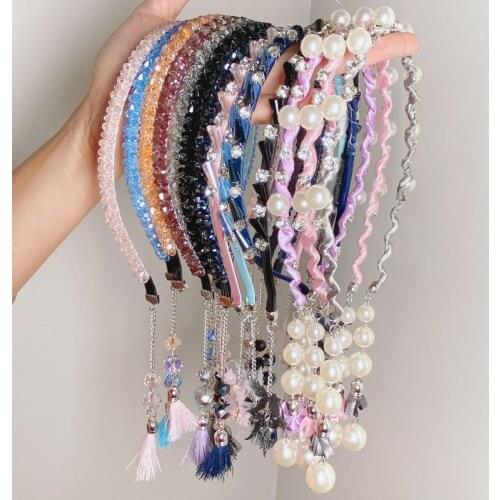 1pcs Toothed Non-slip Children Korean Princess Girl Sweet Tassel Earrings Simulation Pendant Female Headband Hair Accessories