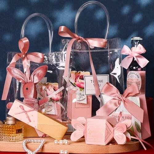 25pcs/lot PVC Waterproof Swimming Bags Transparent Bag Sports Travel Storage Bags Phone Pocket Shoes Gift Bags With Handle