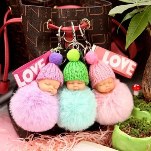 10pcs/lot Party Favors Baby Shower Wedding Souvenir Sleeping Baby With Love Belt Keychains Gift For Party Guest Giveaways