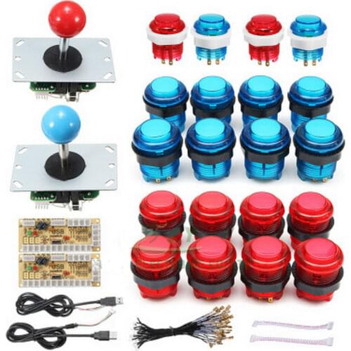 2 Player Arcade DIY Kits Parts bartop arcade cabinet kit for 5V LED chrome 20 LED push button stick PC Games Mame Raspberry pi