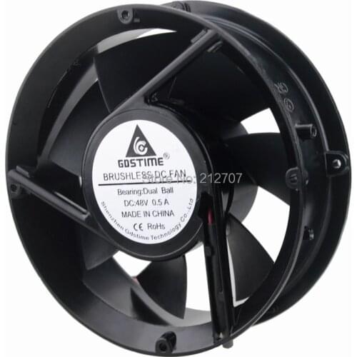 2PCS/LOT Gdstime 172mm 172mmx51mm 17251 48V 2Pin Ball Bearing 17cm 170mm DC Cooling Fan