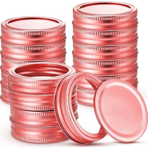 24 Pieces Canning Jar Lids with Silicone Seals Rings Split-Type Leak Proof Secure Metal Jars Bottle Round Cover Cap