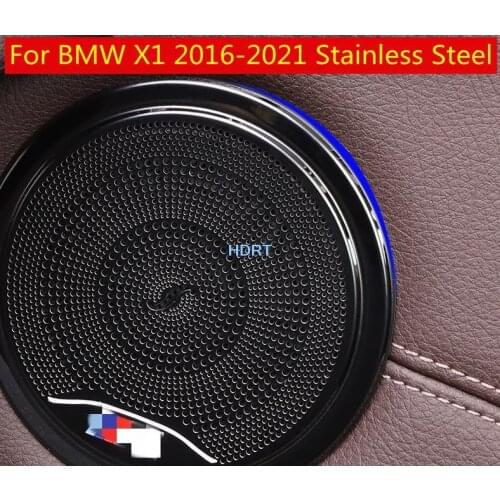 For BMW X1 2016 2017 2018 2019 2020 4pcs Stainless Steel Car-Styling Stickers Car Door Speaker Horn Frame Decoration Covers