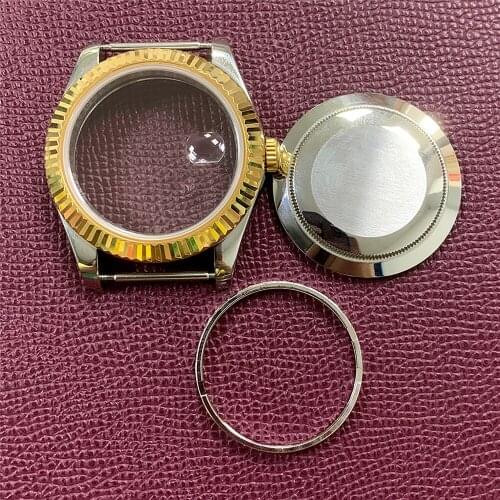 41mm Watch Case Shell Stainless Steel Watch Case Bezel Ring w/Sapphire Mirror for 3135 Automatic Movement Accessories