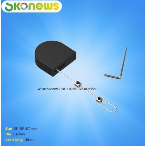 50 pcs Mini D- Shape retractable anti-theft pull box for ring display, watch ,bag ,jewelry,glasses security wire tether