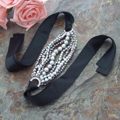 8'' 9 Strands natural Multi Shape Gray freshwater Pearl statement Bracelet luxury style fashion Handmade women