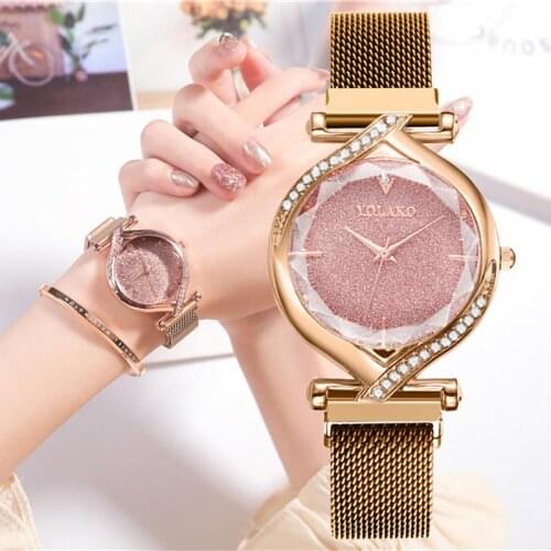 Luxury Fashion Women Magnetic Watches Scrub Dial Qualities Ladies Wristwatches Pink Watch Simple Woman Stainless Steel Clock