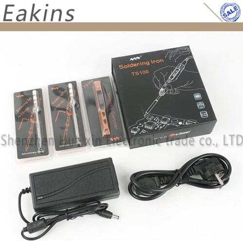 TS100 Mini Digital Electric USB Smart Adjustable Soldering Iron Set With 2 Solder Iron Tips 65W LCD Programmable+ Power Supply